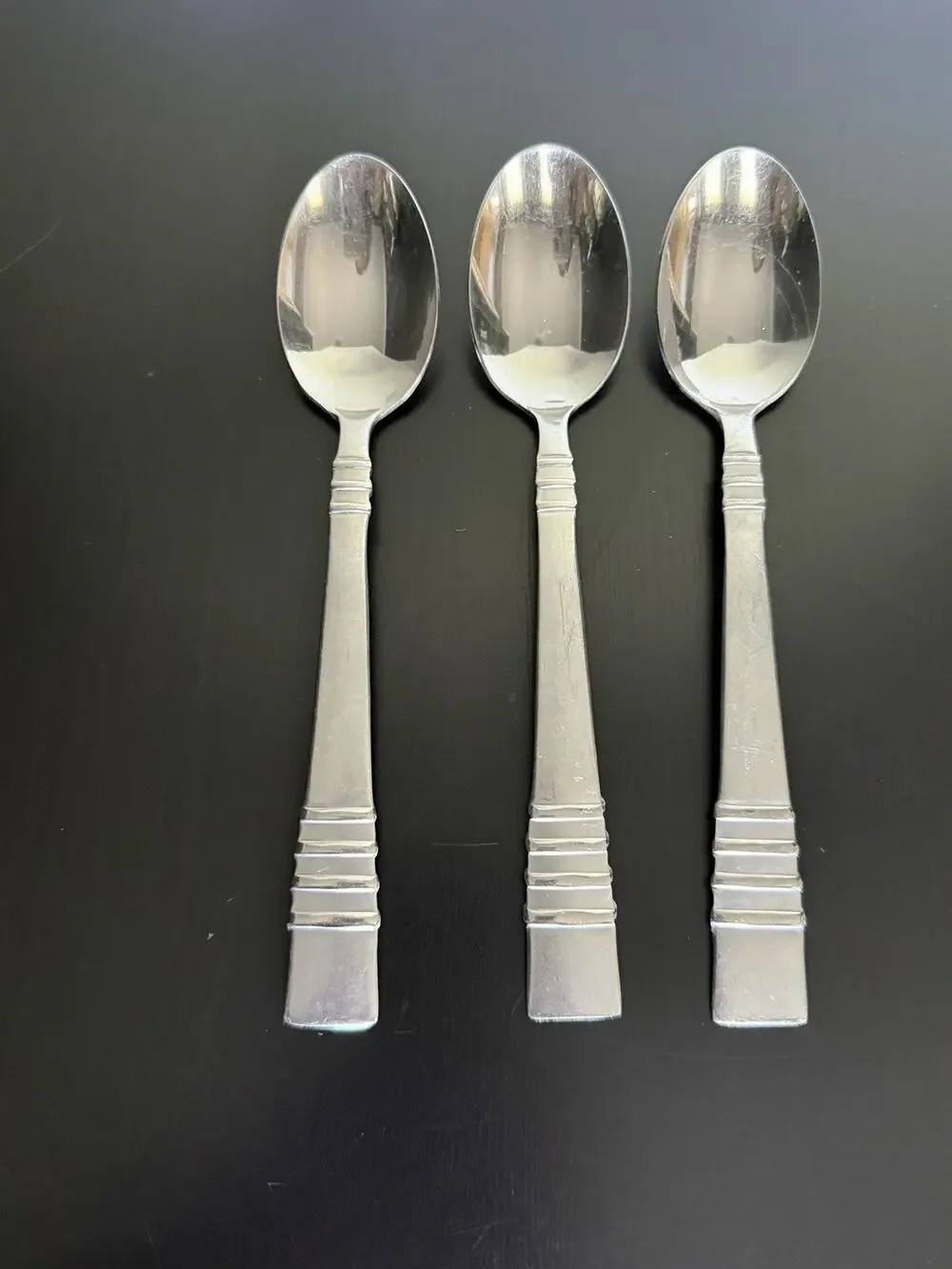 Cambridge Codie Frosted Stainless Oval Soup Spoons 7.25” Lot of 3